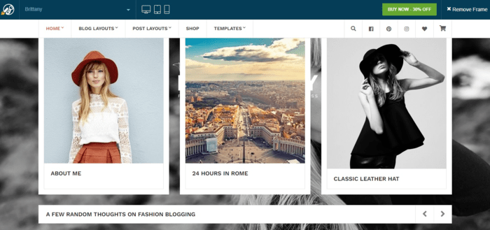 Brittany is one of the best WordPress theme for SEO for fashion bloggers.