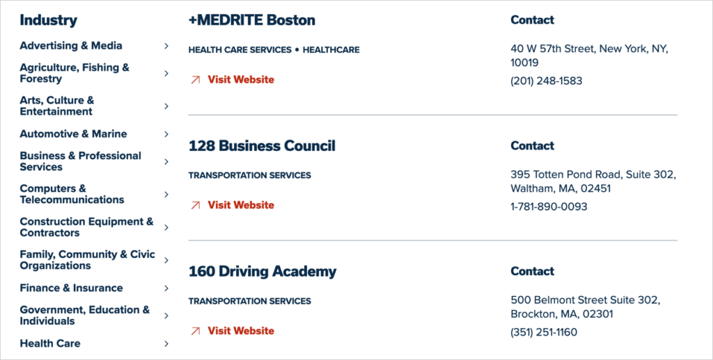 boston chamber of commerce directory