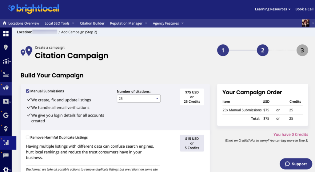 create brightlocal citation campaign