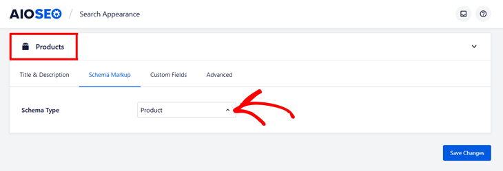 Setting schema type for products in All in One SEO 