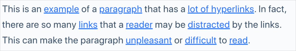 example paragraph too many hyperlinks