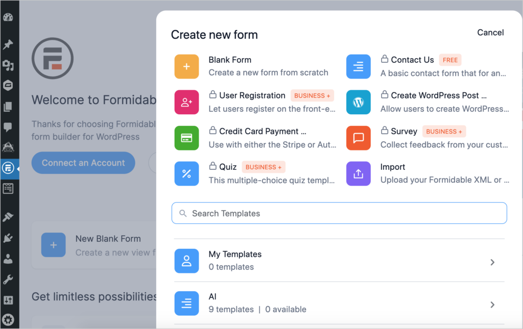 formidable forms templates