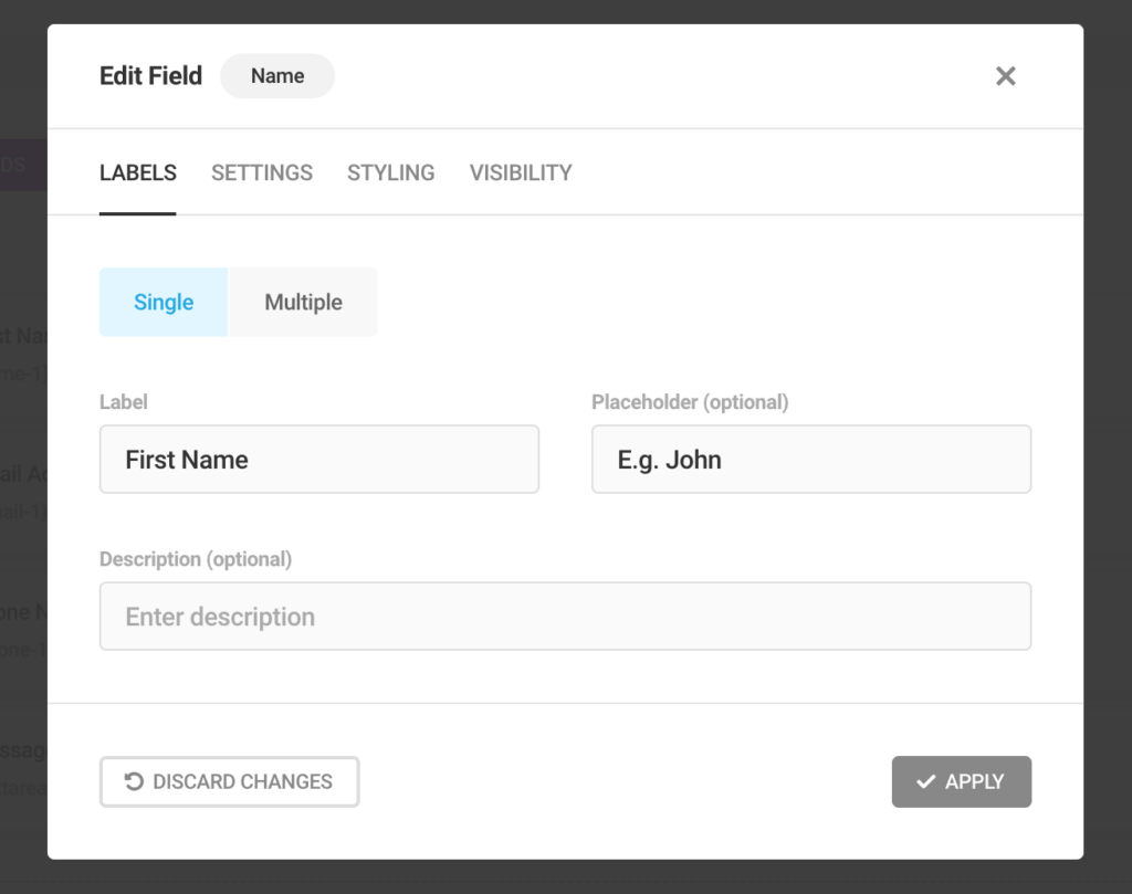 forminator edit fields