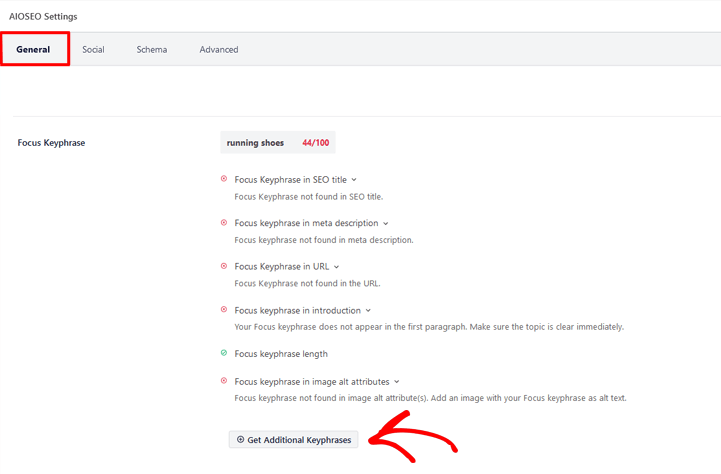 Get additional keyphrases in All in One SEO