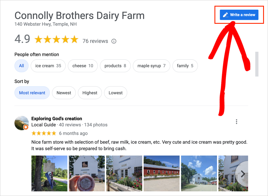 google review write a review 