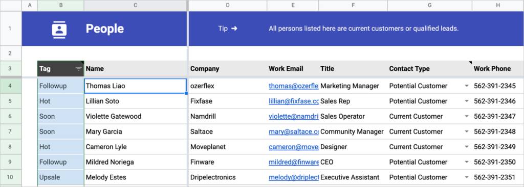 structured data spreadsheet