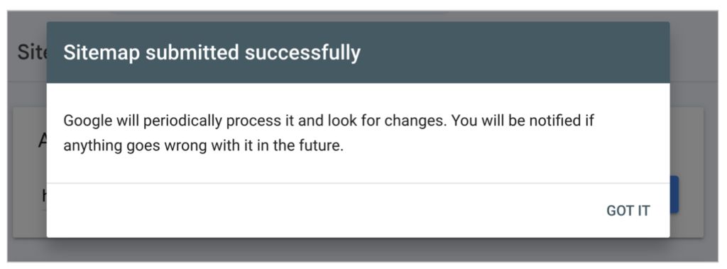 sitemap submitted successfully