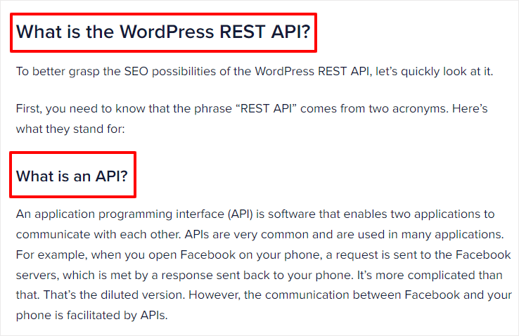 Using the Q&A format in header tags helps reinforce search intent.