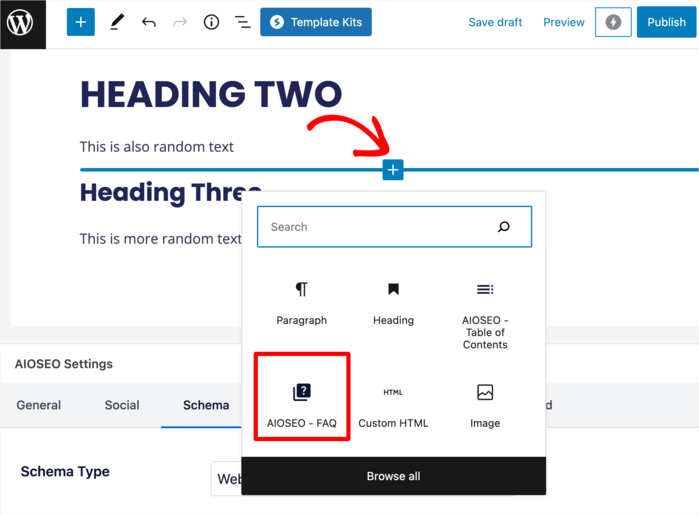 Adding an FAQ block in WordPress