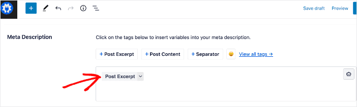 Adding your meta description using smart tags in All in One SEO