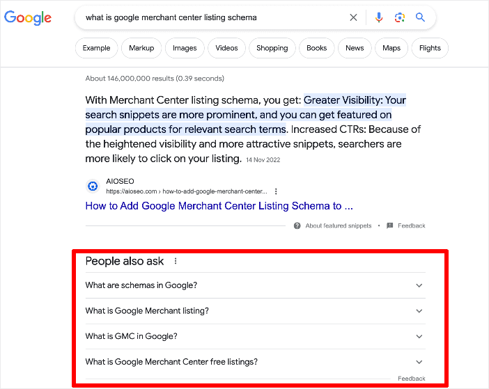 example of Google's people also ask section.