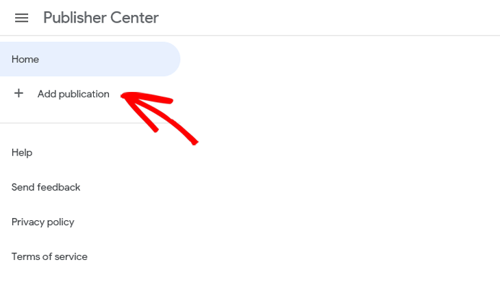 Google Publisher Center add publication