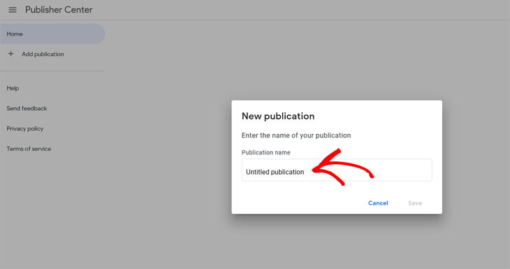 Google Publisher Center add a new publication