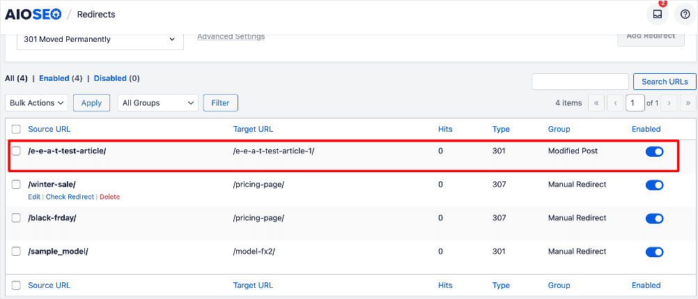 Redirect logs