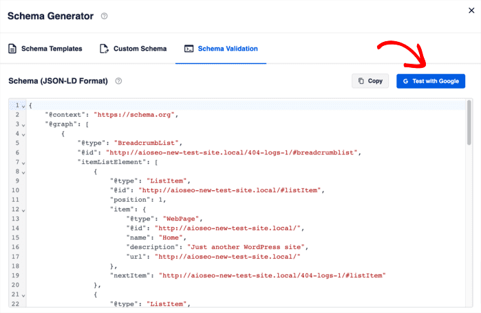 You can also validate your JSON code using our Schema Validation tool.