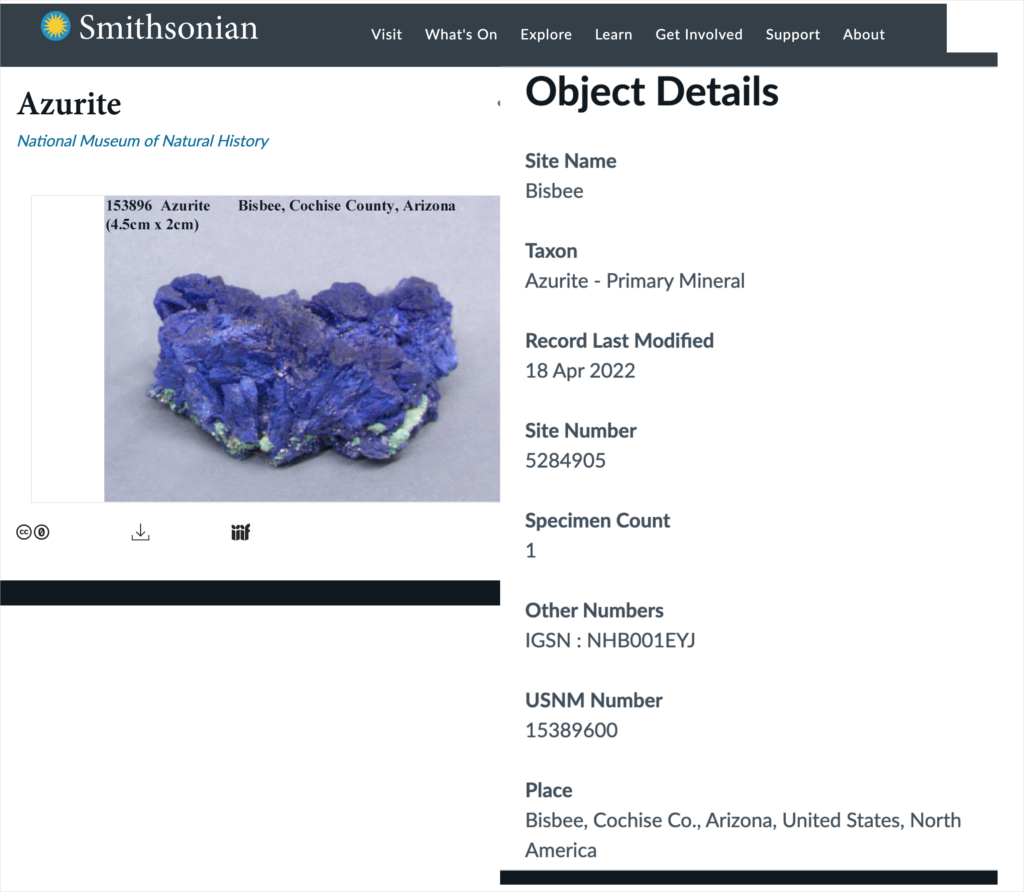 smithsonian azurite sample