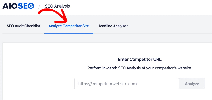 AIOSEO's competitor analysis feature helps you better analyze your competitors SEO.