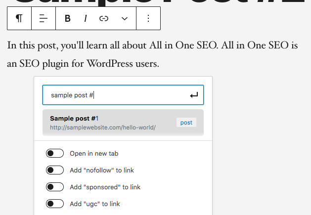 insert link in wordpress