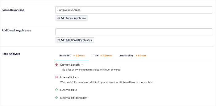 wordpress on-page seo analysis