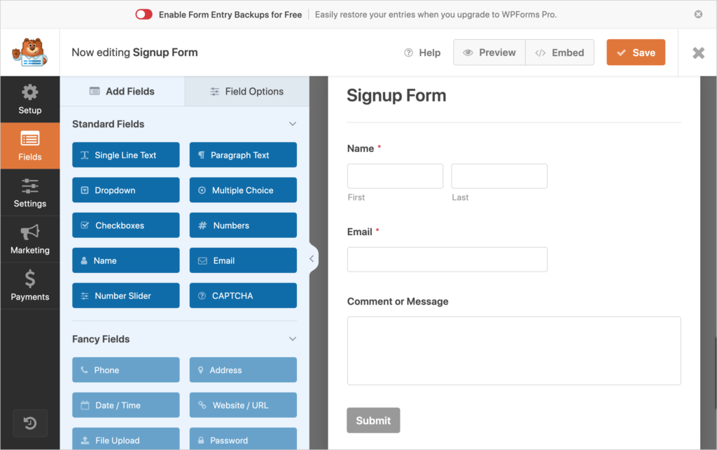 wpforms fields