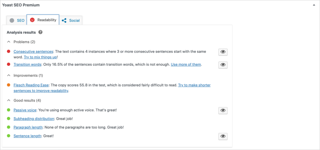 yoast seo readability