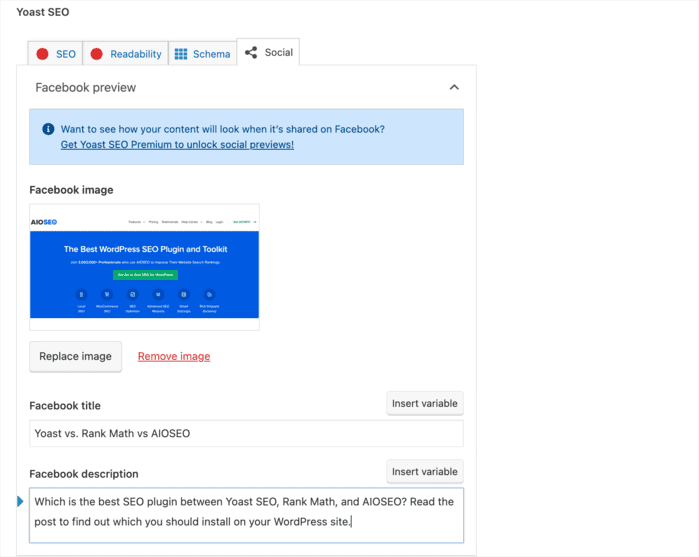 Social settings in Yoast SEO